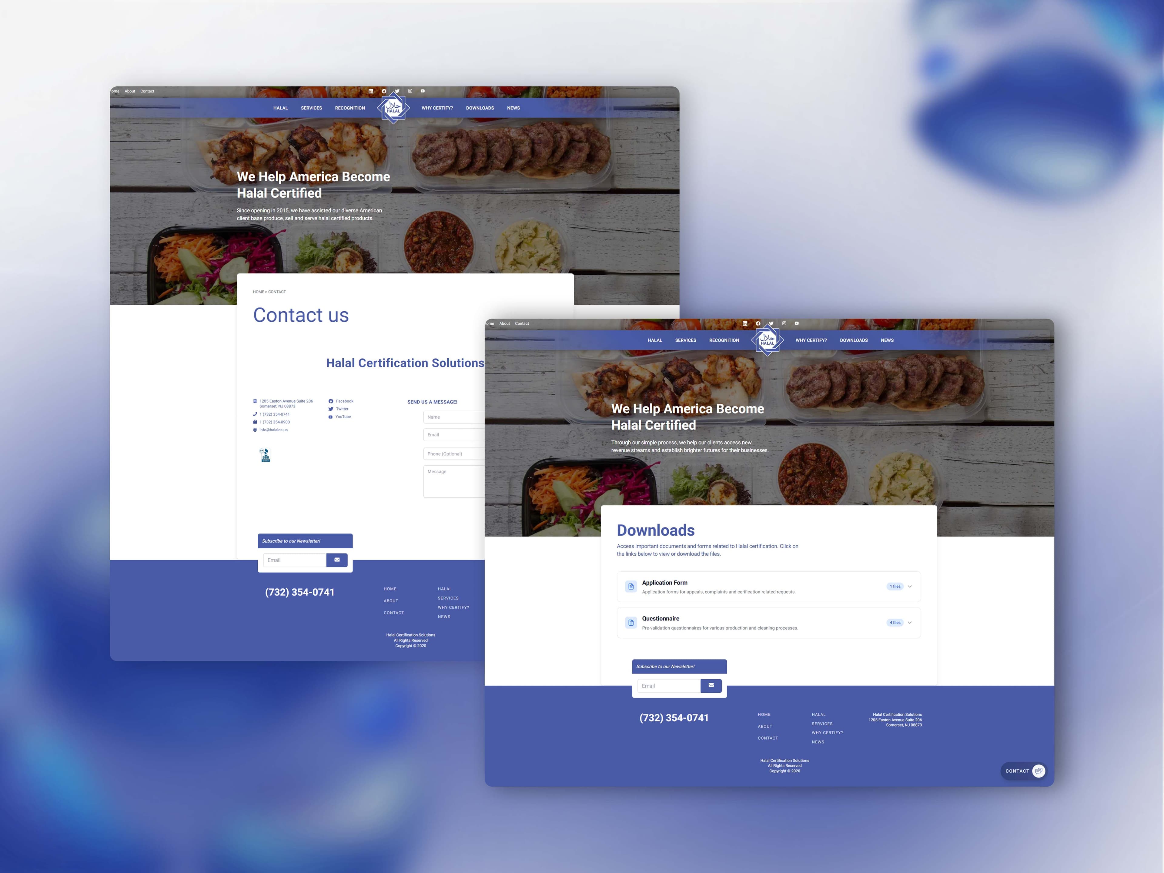 Making contact and certification forms easy to reach