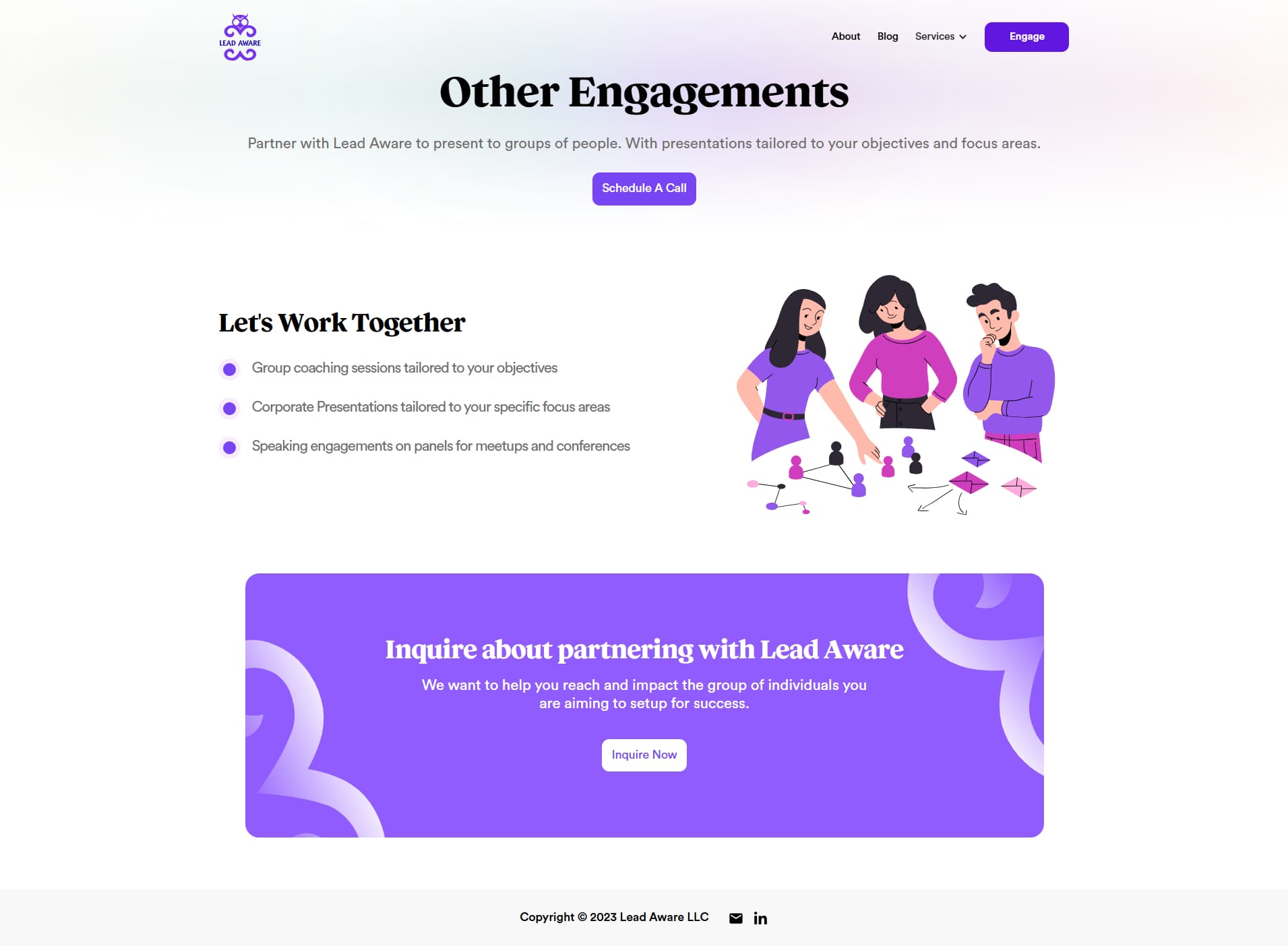 A page for engagements beyond one on one