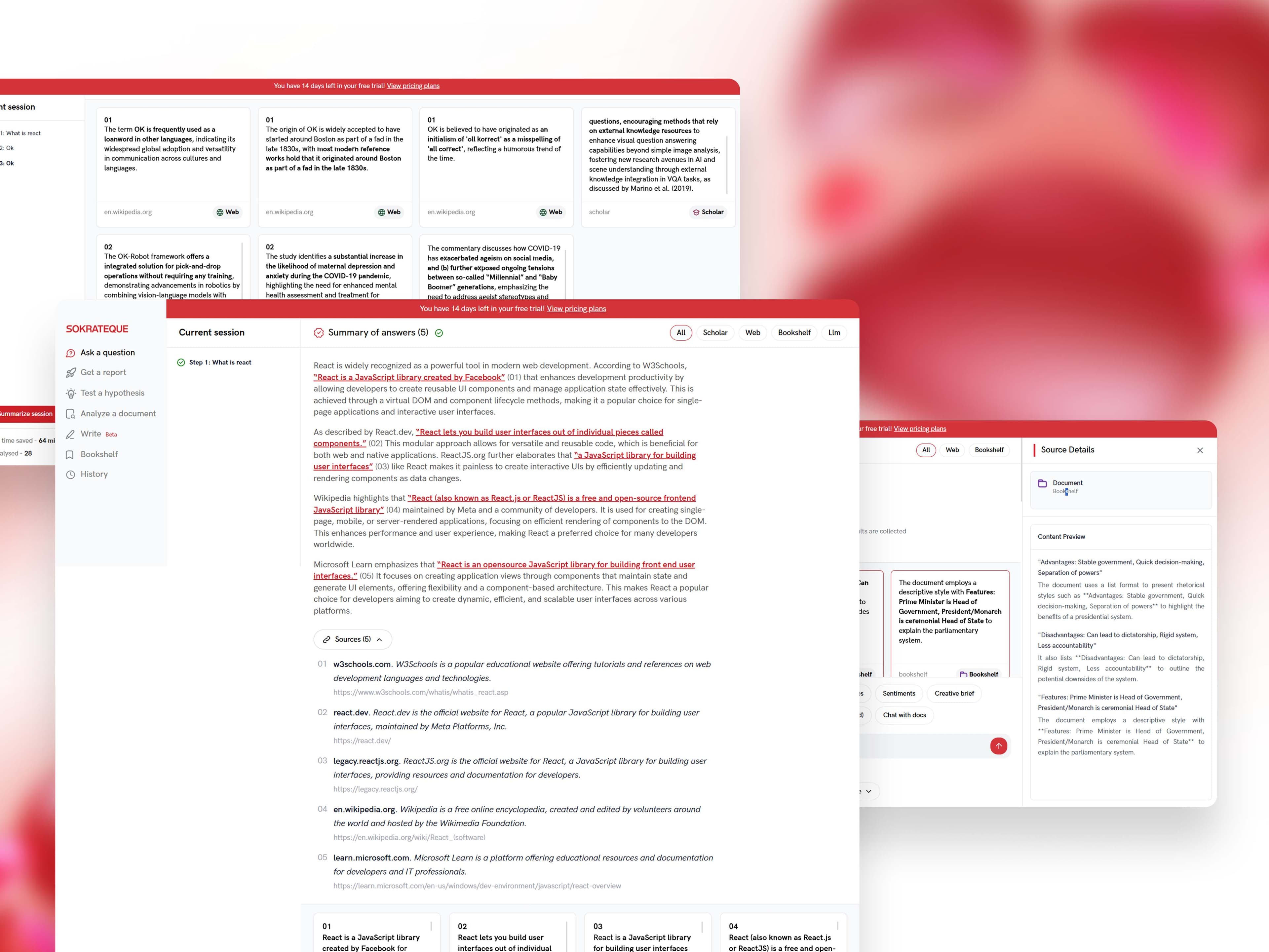 Answers built from sources, cited inline