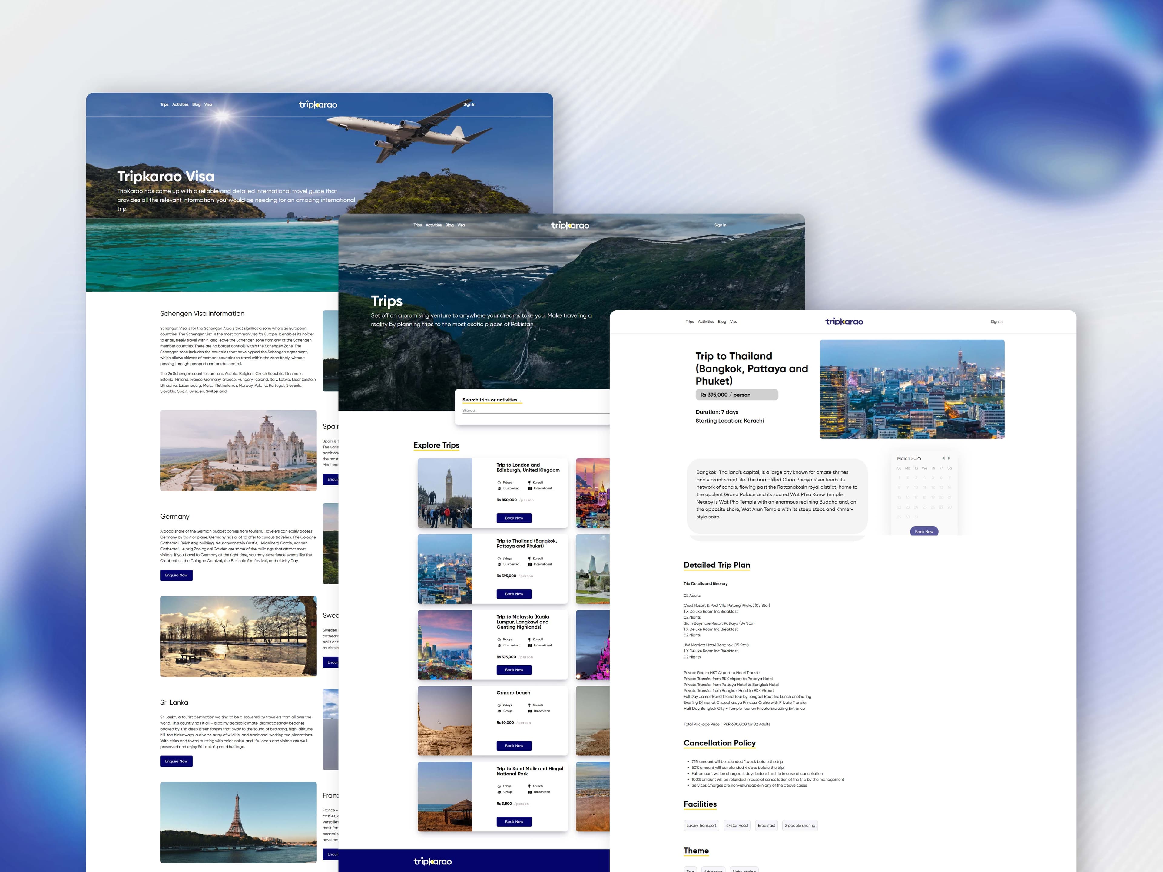 Browsing trips and booking a full itinerary
